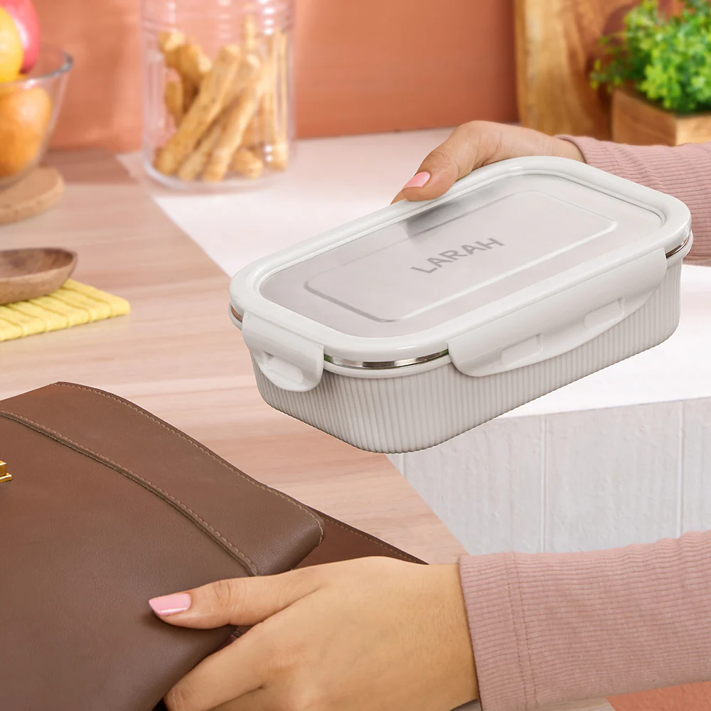Larah Freshbyte Rectangular Lunch Box, Grey - Image 7