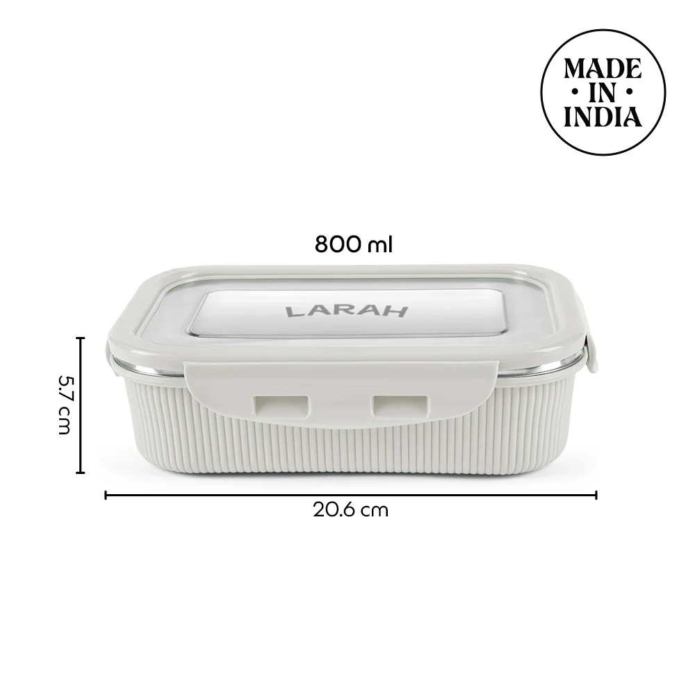 Larah Freshbyte Rectangular Lunch Box, Grey - Image 3