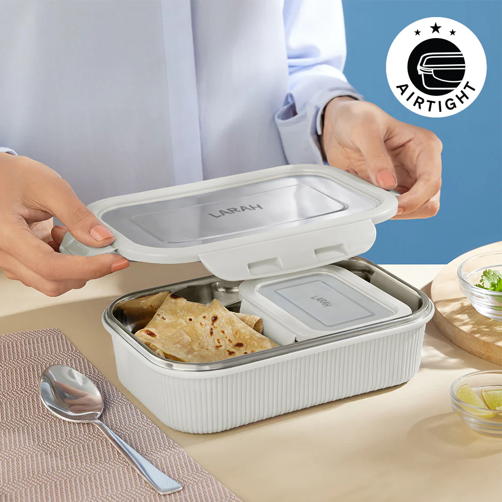 Larah Freshbyte Rectangular Lunch Box, Grey - Image 5