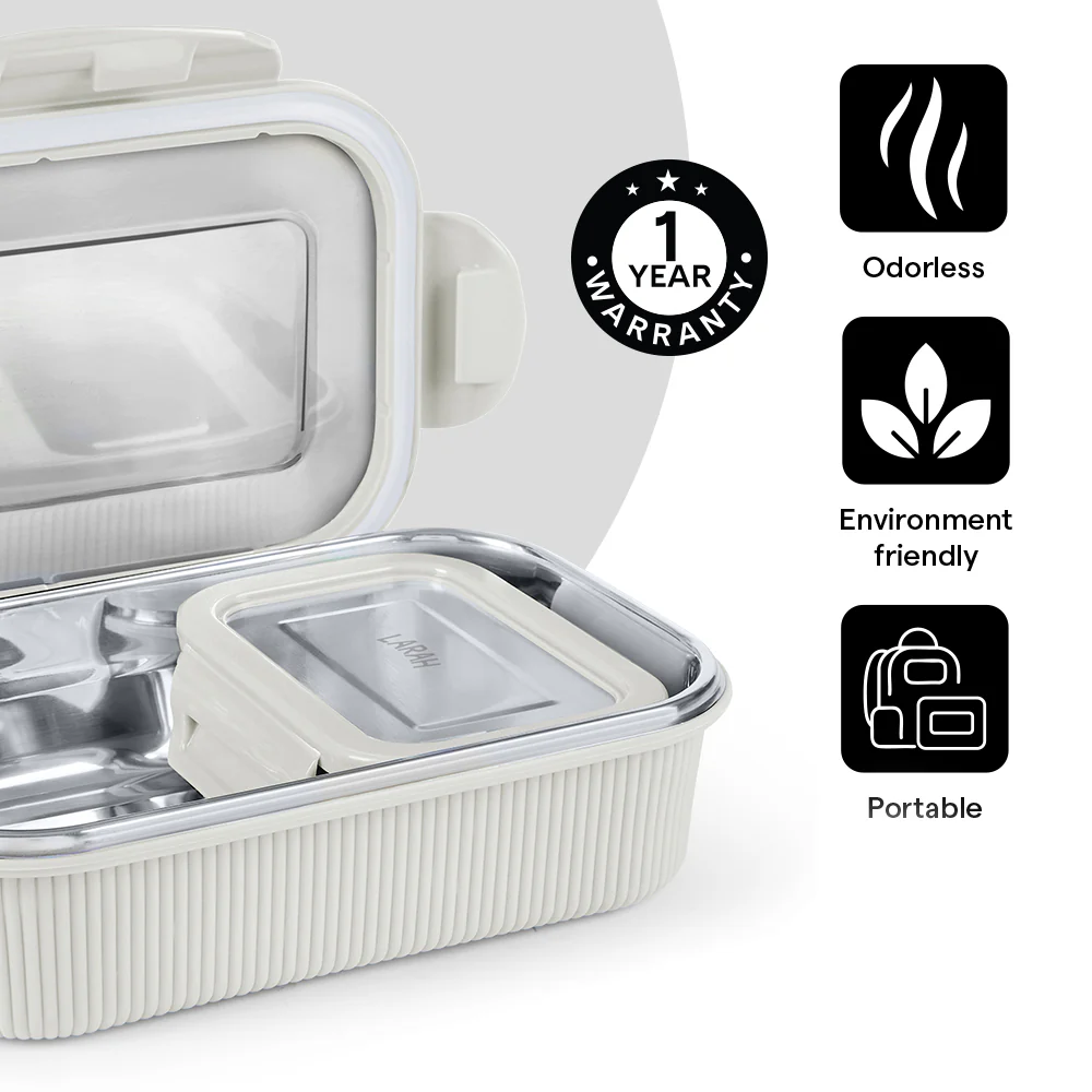 Larah Freshbyte Rectangular Lunch Box, Grey - Image 7