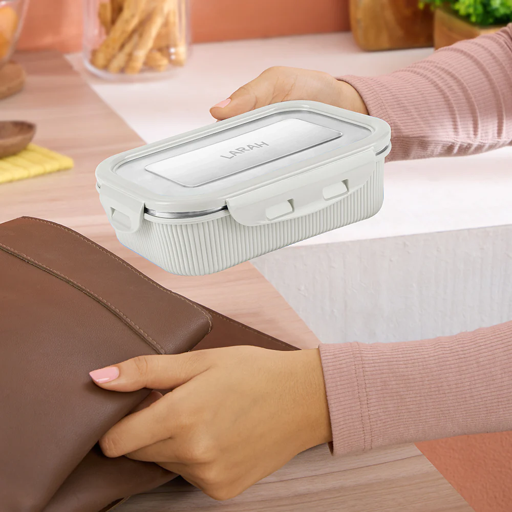 Larah Freshbyte Rectangular Lunch Box, Grey - Image 8