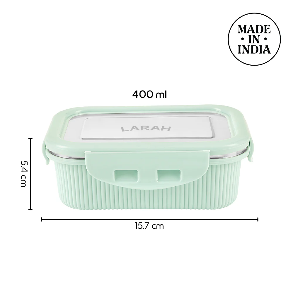 Larah Freshbyte Rectangular Lunch Box, Pale Green - Image 3