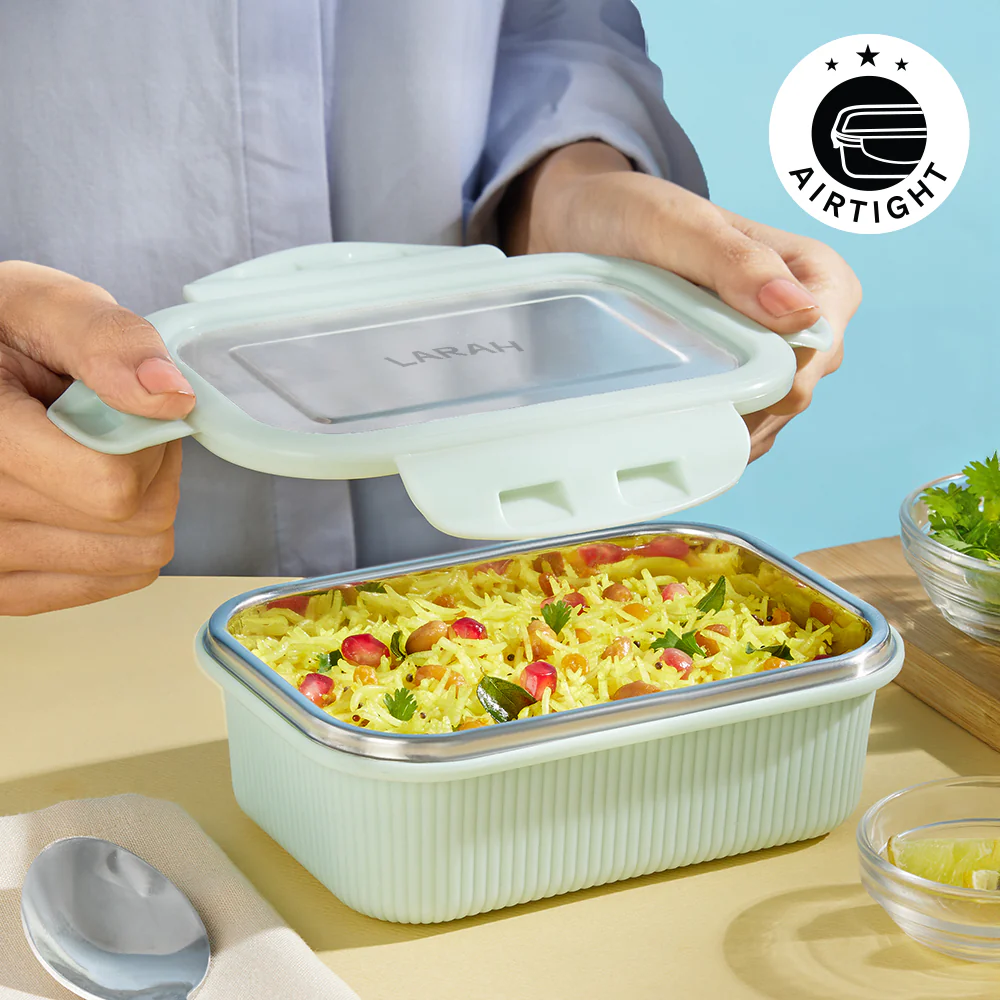Larah Freshbyte Rectangular Lunch Box, Pale Green - Image 5