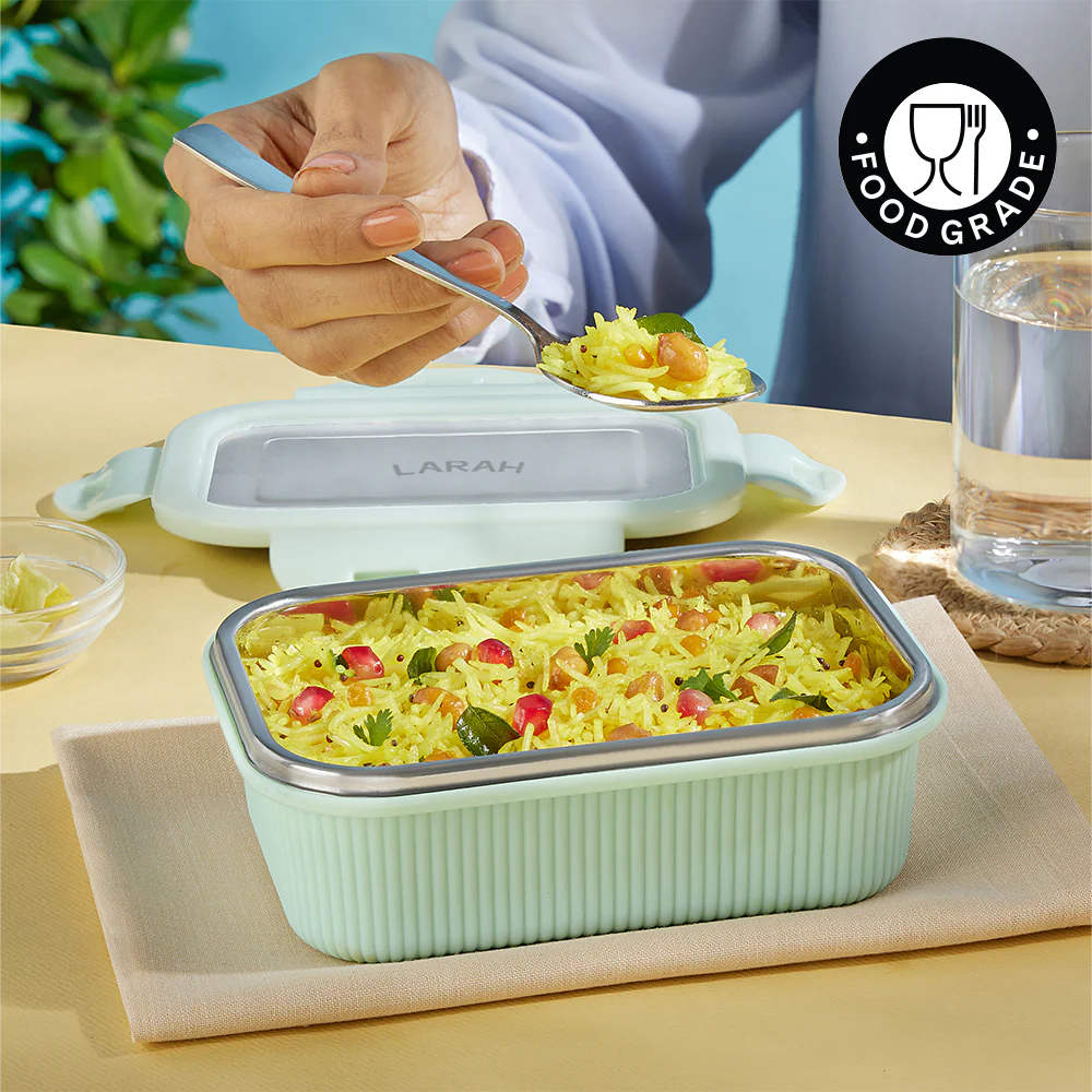 Larah Freshbyte Rectangular Lunch Box, Pale Green - Image 6