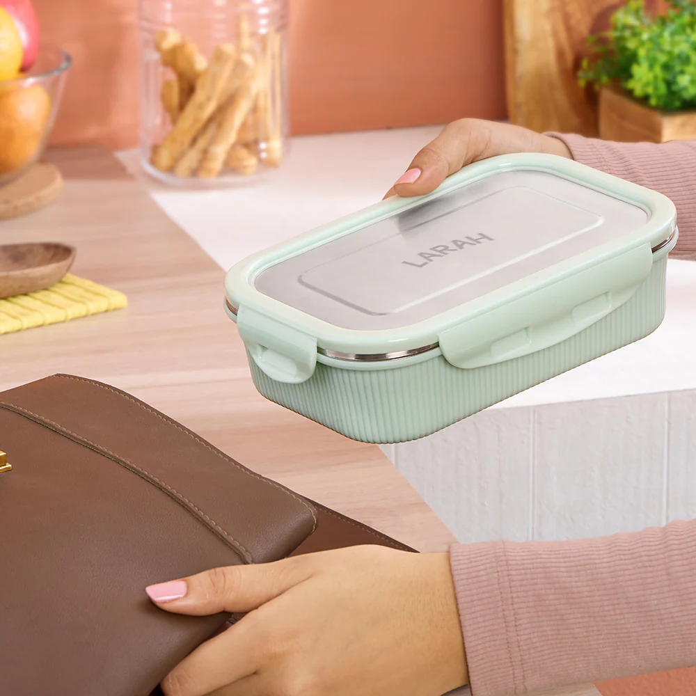 Larah Freshbyte Rectangular Lunch Box, Pale Green - Image 8