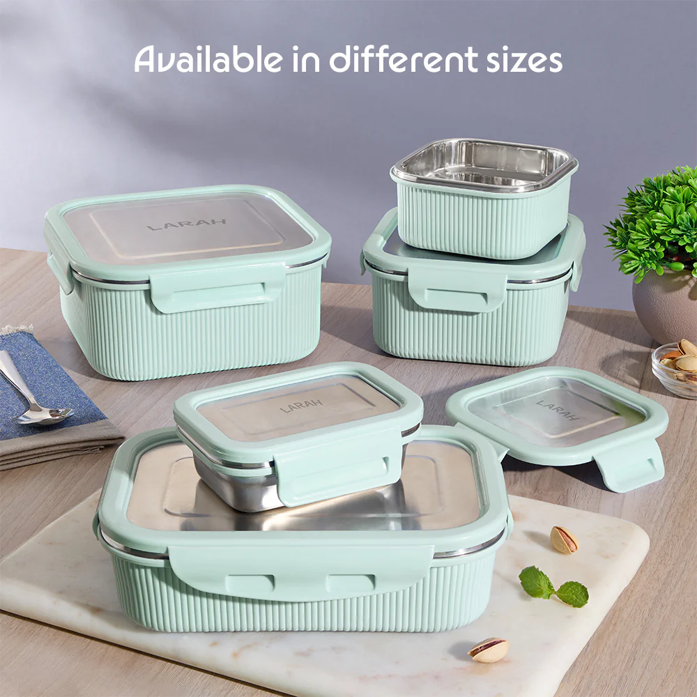 Larah Freshbyte Rectangular Lunch Box, Pale Green - Image 9