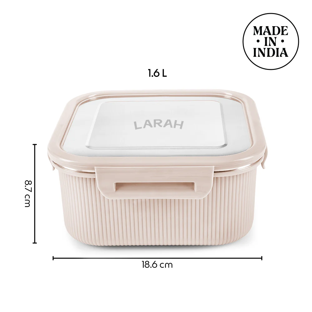 Larah Freshbyte Square Container with Lid, Beige - Image 3