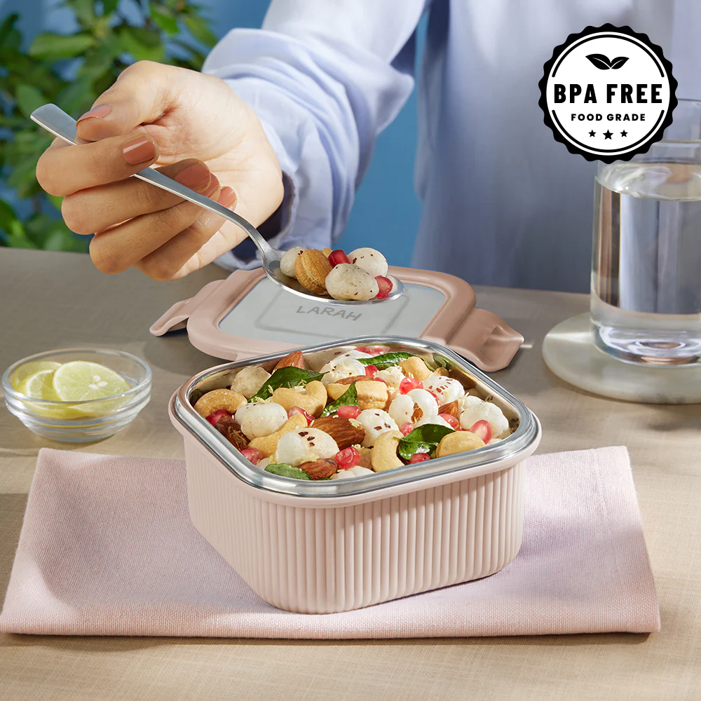Larah Freshbyte Square Container with Lid, Beige - Image 5
