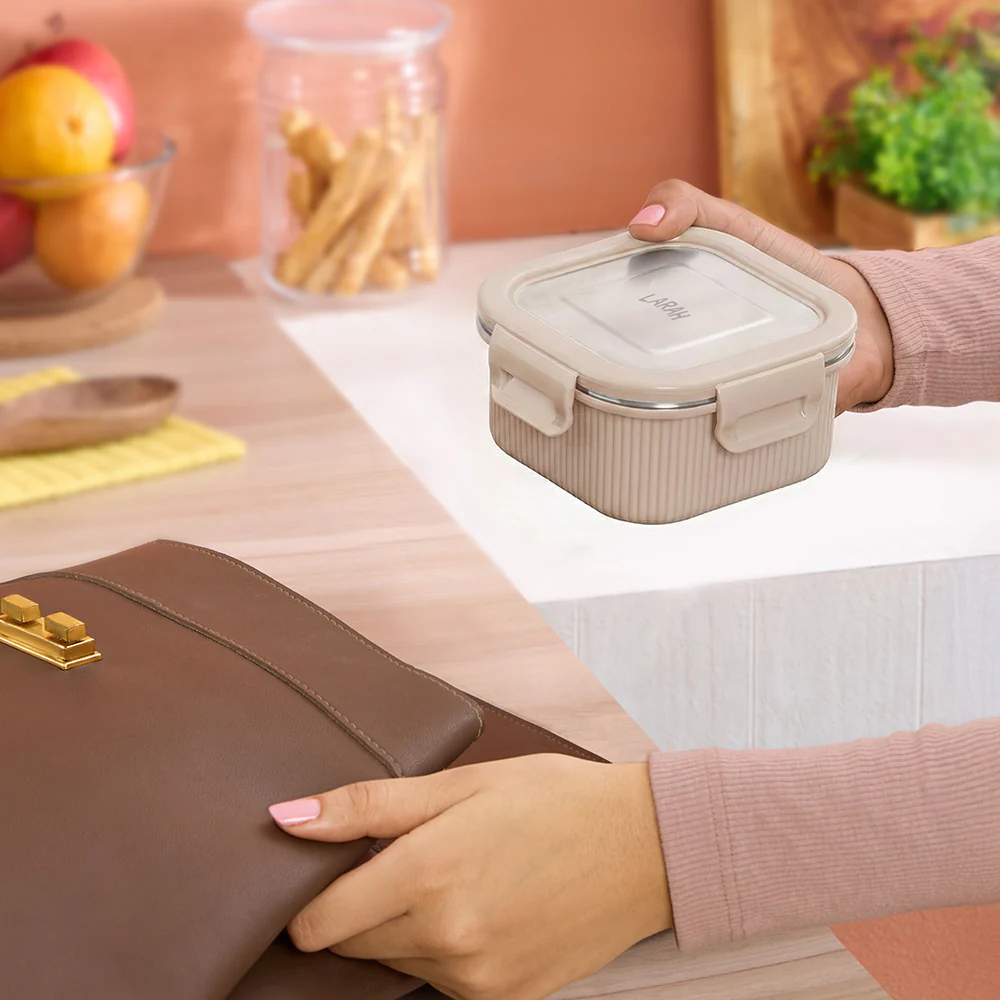Larah Freshbyte Square Container with Lid, Beige - Image 7