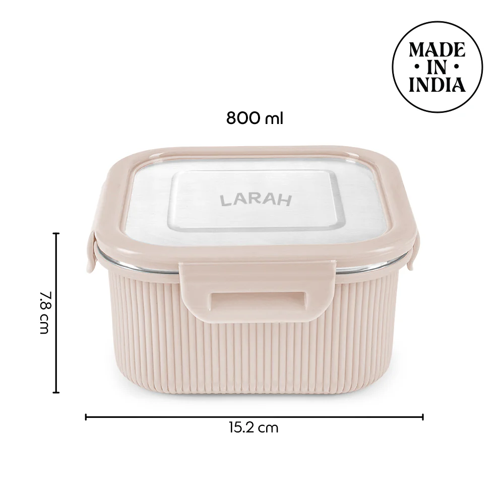 Larah Freshbyte Square Container with Lid, Beige - Image 3