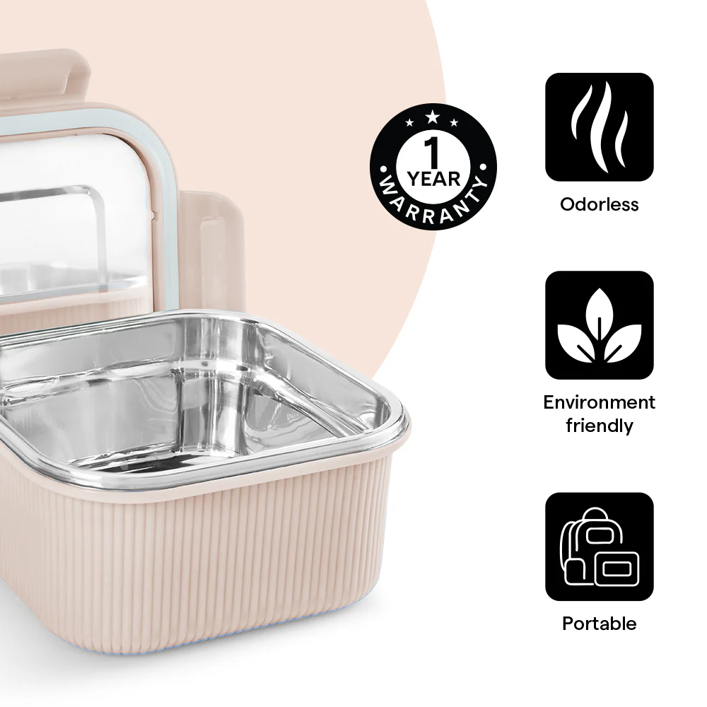 Larah Freshbyte Square Container with Lid, Beige - Image 6