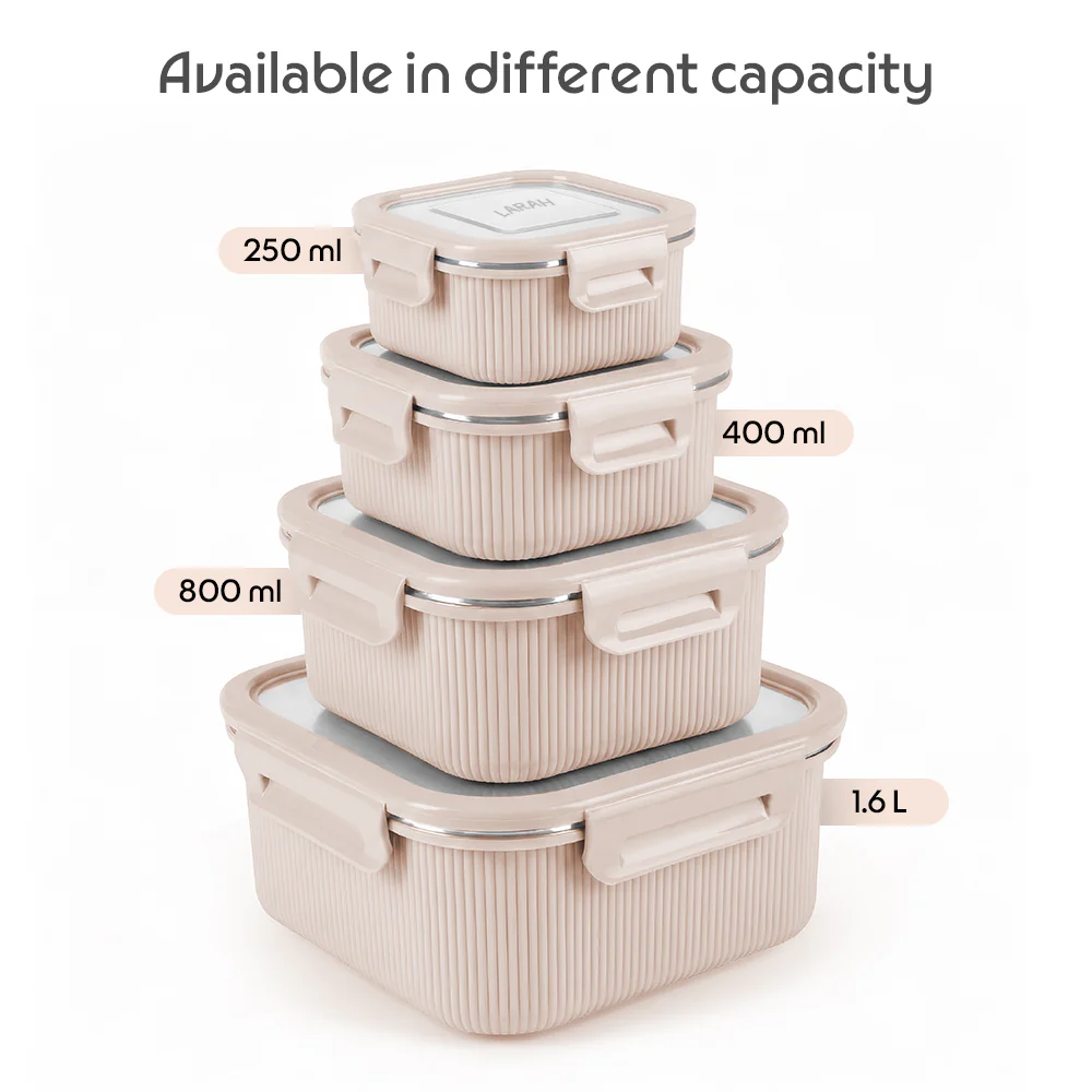 Larah Freshbyte Square Container with Lid, Beige - Image 8