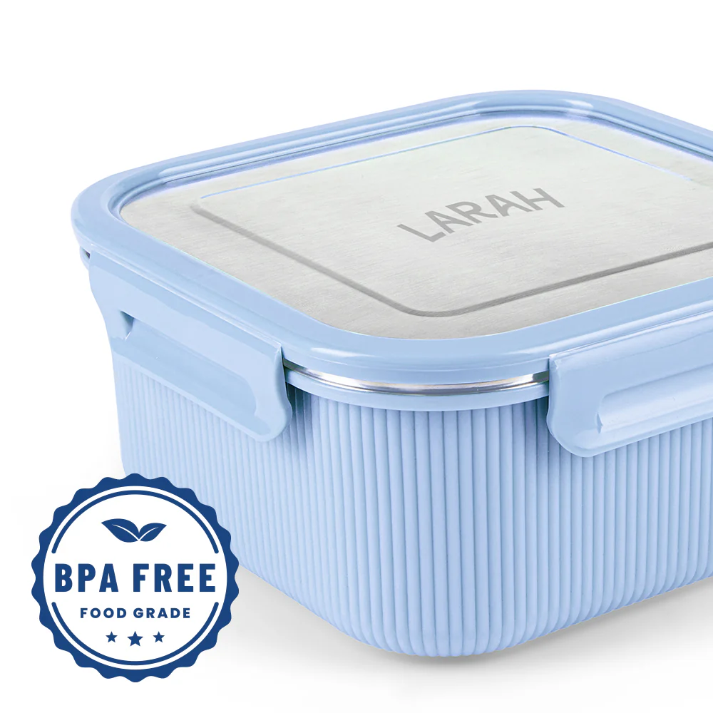 Larah Freshbyte Square Container with Lid, Blue - Image 4
