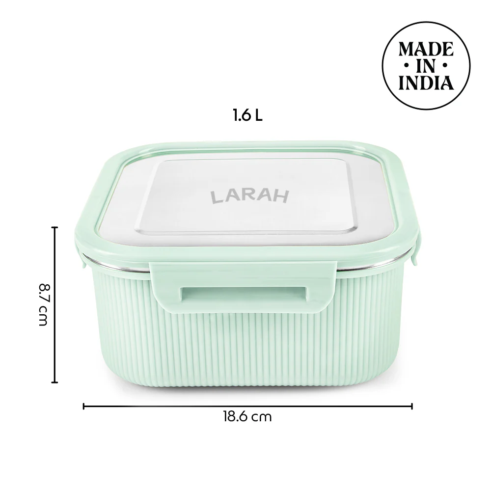 Larah Freshbyte Square Container with Lid, Green - Image 3