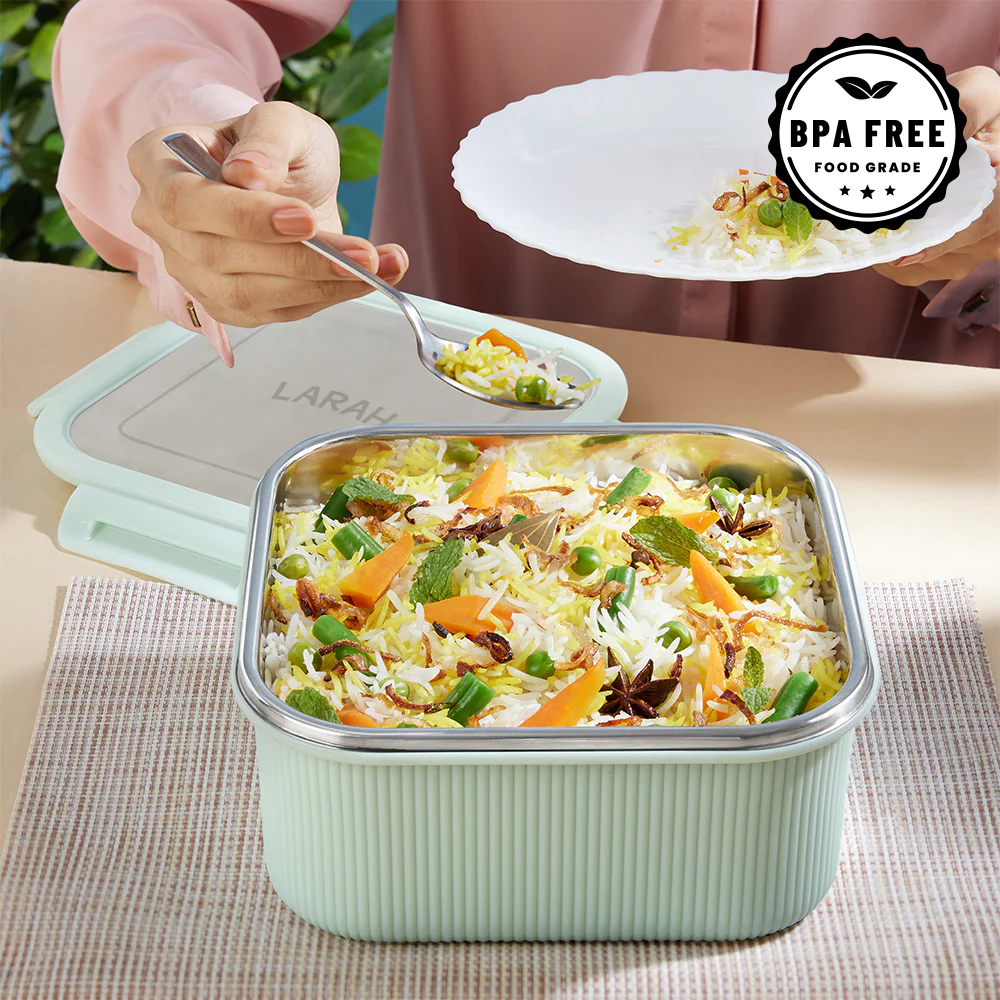 Larah Freshbyte Square Container with Lid, Green - Image 5