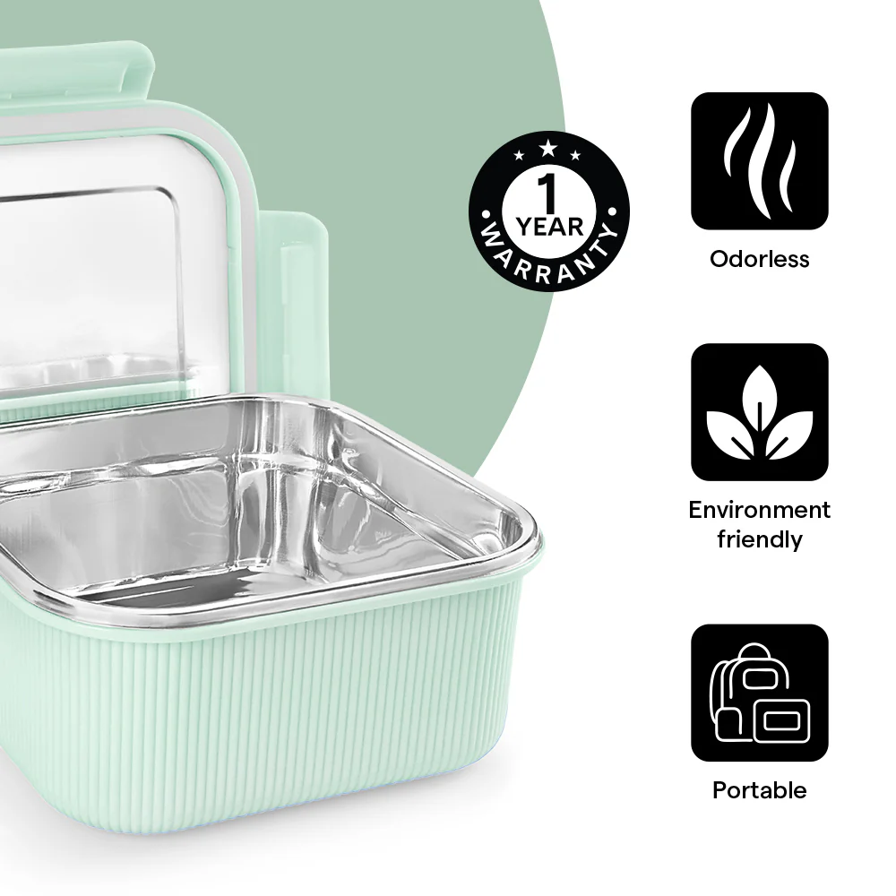 Larah Freshbyte Square Container with Lid, Green - Image 6
