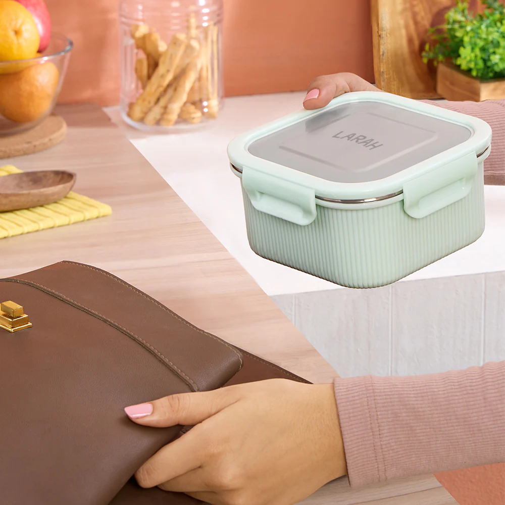 Larah Freshbyte Square Container with Lid, Green - Image 7