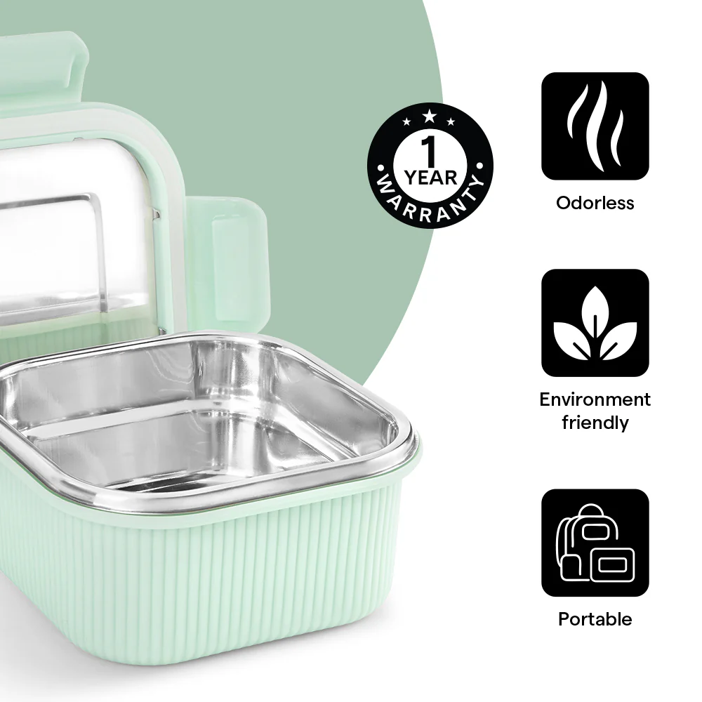 Larah Freshbyte Square Container with Lid, Green - Image 6