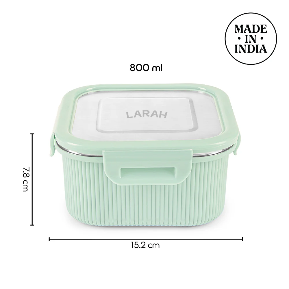 Larah Freshbyte Square Container with Lid, Green - Image 3