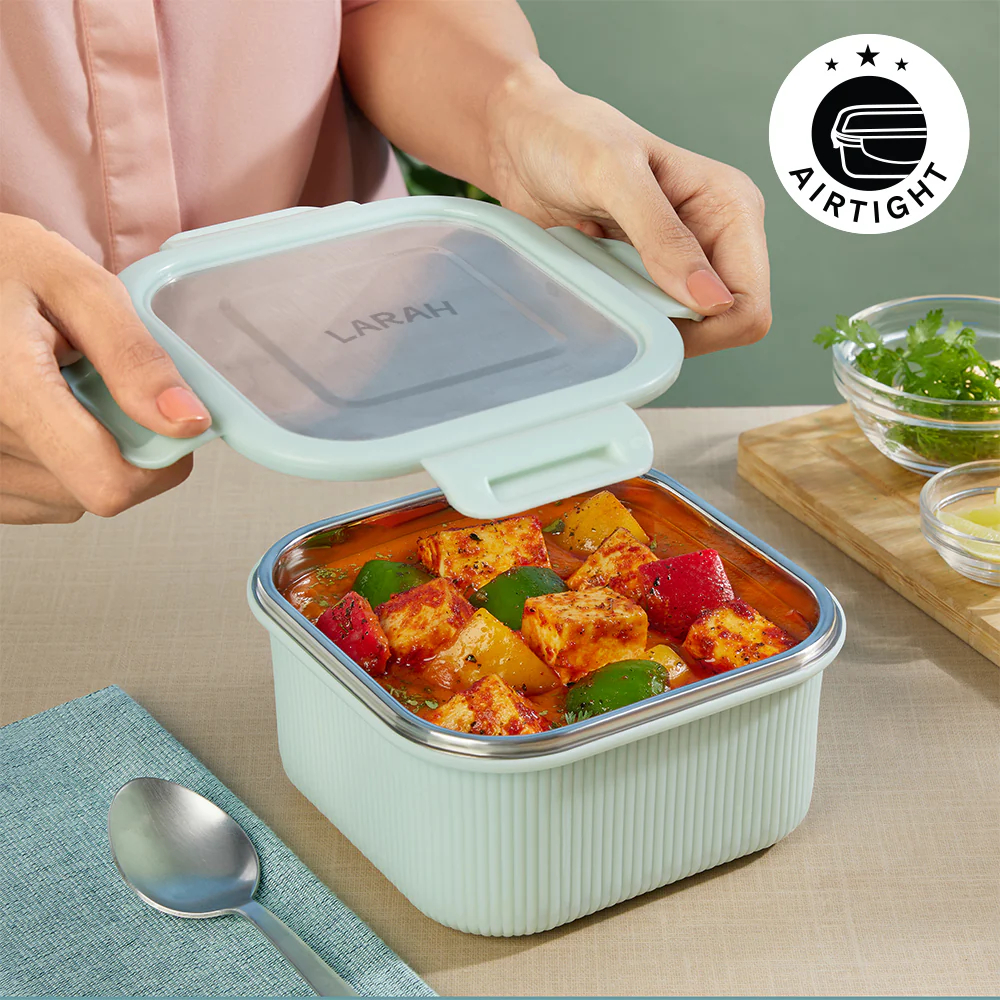 Larah Freshbyte Square Container with Lid, Green - Image 4
