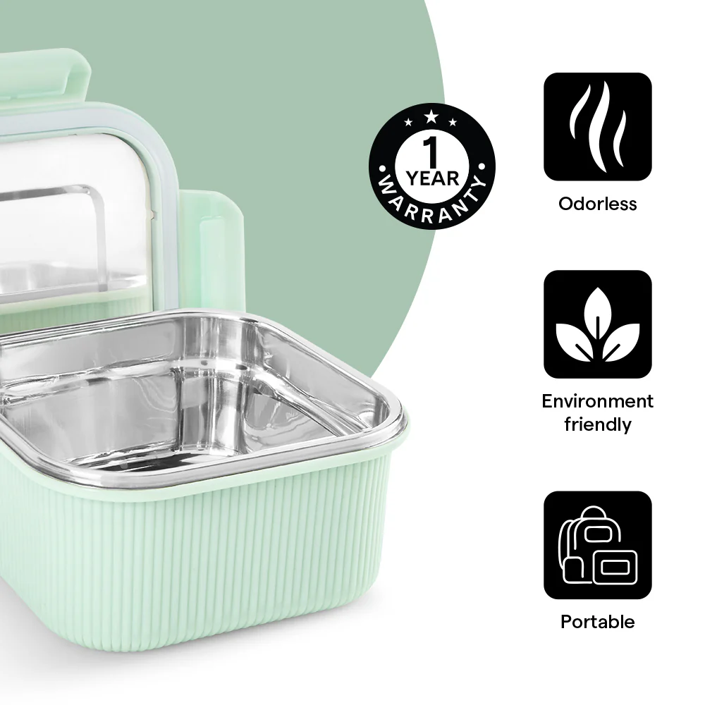 Larah Freshbyte Square Container with Lid, Green - Image 6