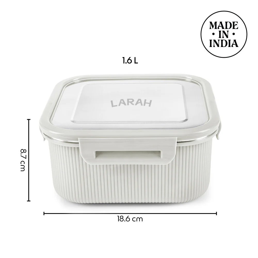 Larah Freshbyte Square Container with Lid, Grey - Image 3
