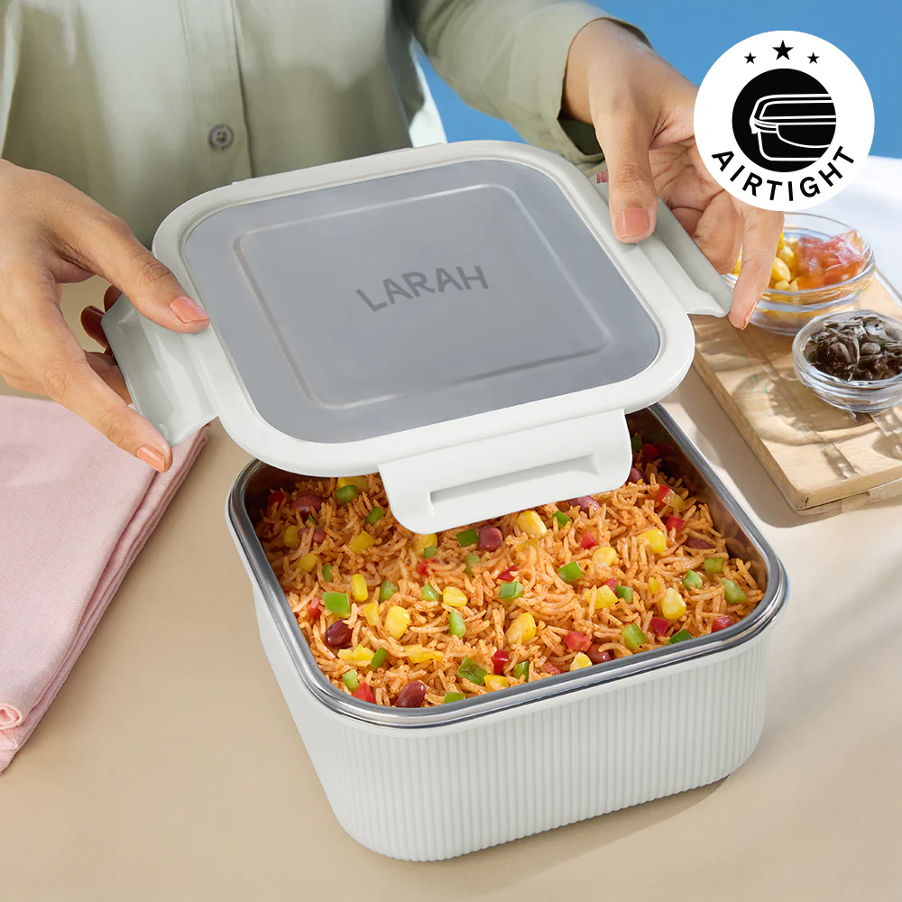 Larah Freshbyte Square Container with Lid, Grey - Image 4