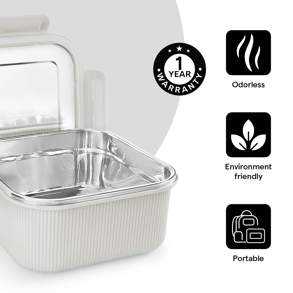 Larah Freshbyte Square Container with Lid, Grey - Image 6