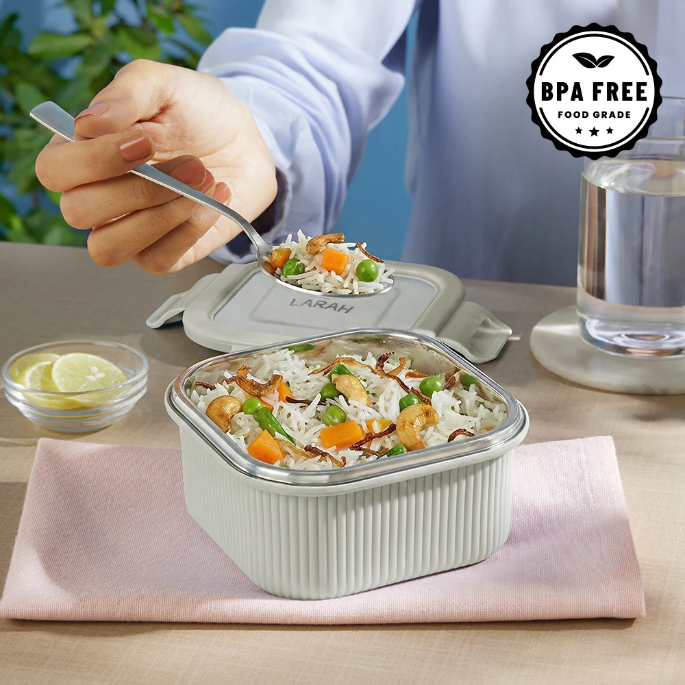 Larah Freshbyte Square Container with Lid, Grey - Image 5