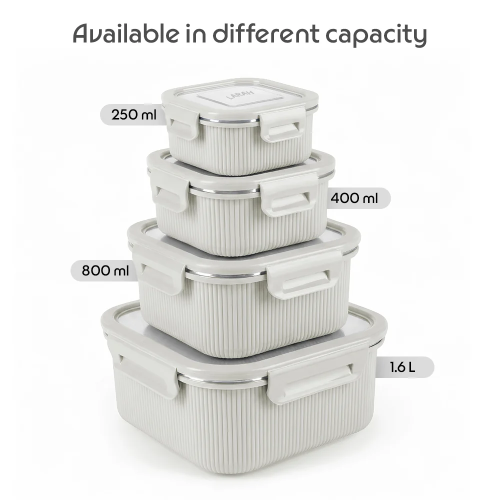 Larah Freshbyte Square Container with Lid, Grey - Image 8