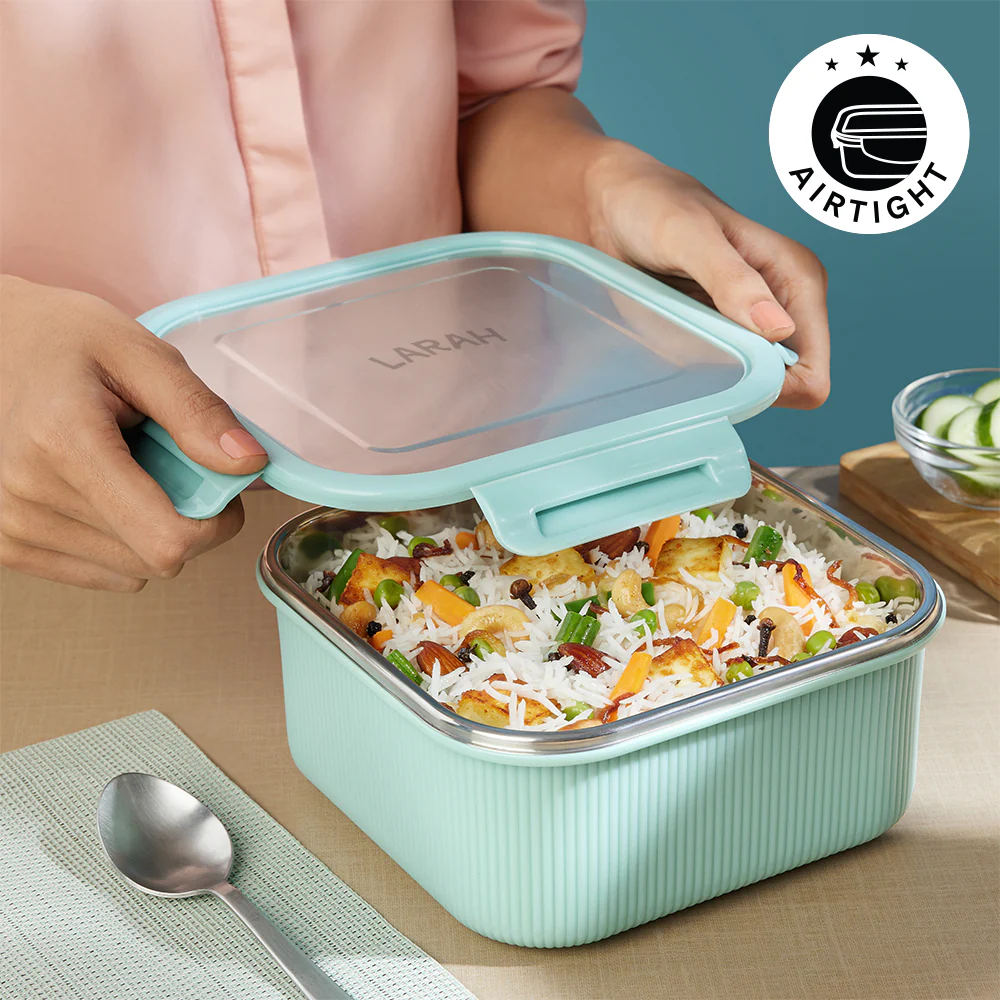 Larah Freshbyte Square Container with Lid, Mint - Image 5
