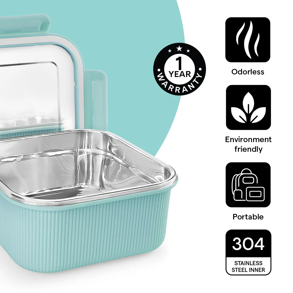 Larah Freshbyte Square Container with Lid, Mint - Image 7