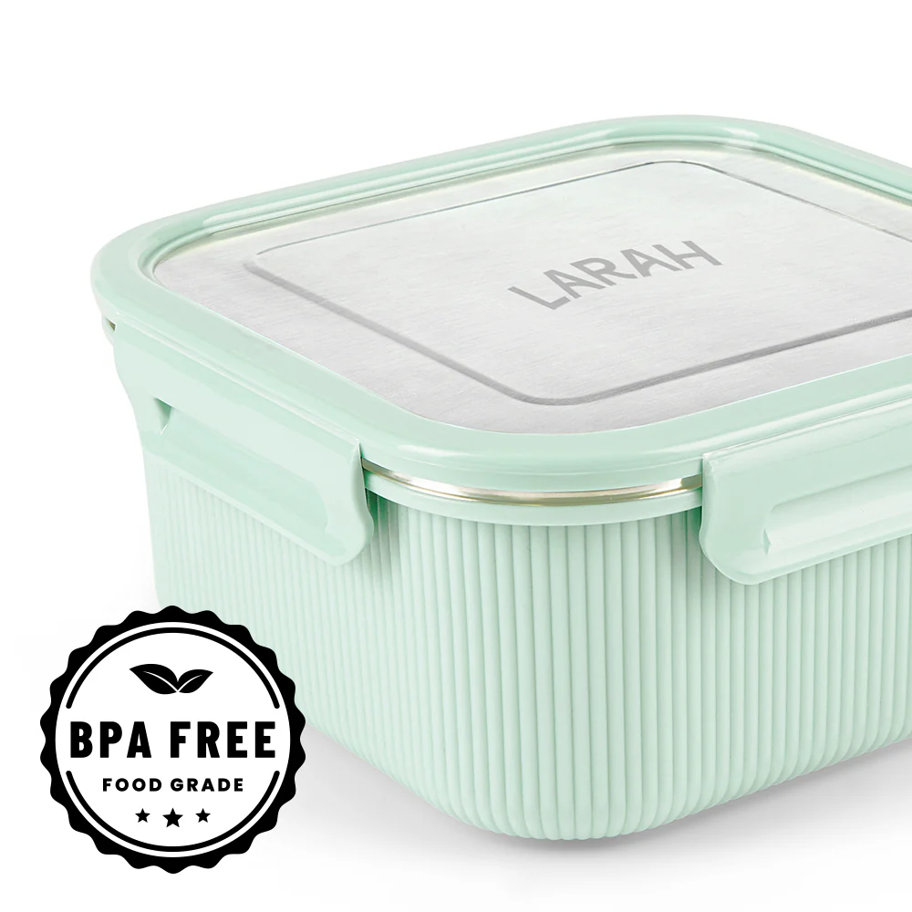 Larah Freshbyte Square Container with Lid, Pale Green - Image 4