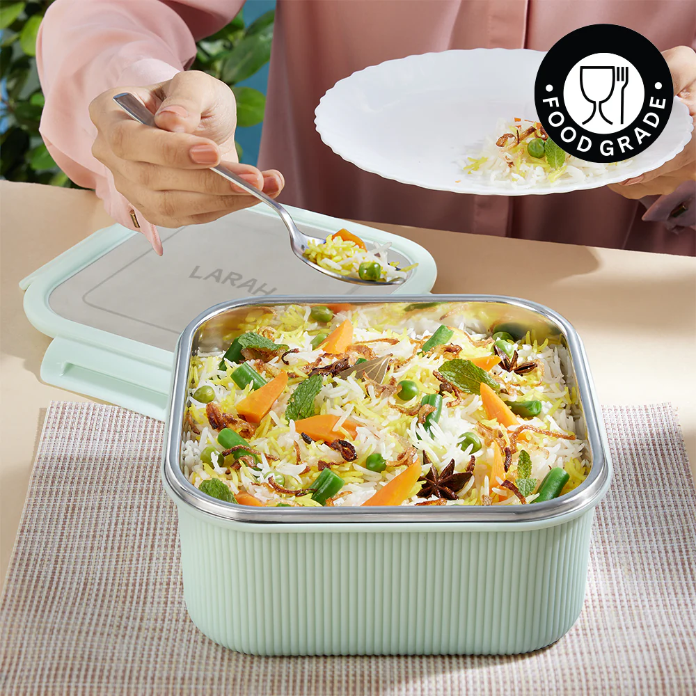 Larah Freshbyte Square Container with Lid, Pale Green - Image 6