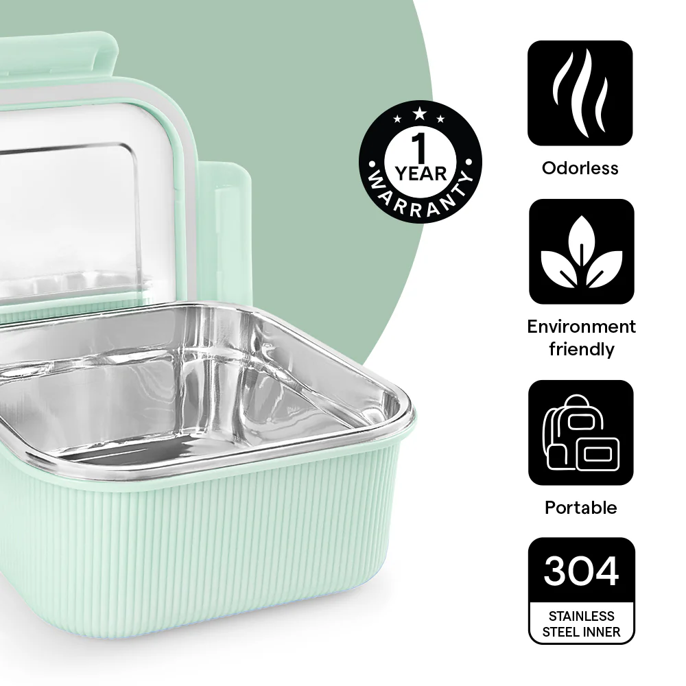 Larah Freshbyte Square Container with Lid, Pale Green - Image 7
