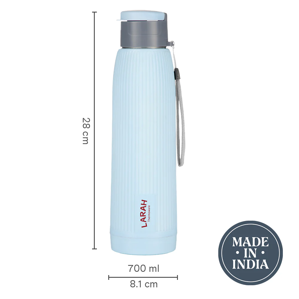 Larah Lava Fluted PU Thermoware Bottle, Grey - Image 3