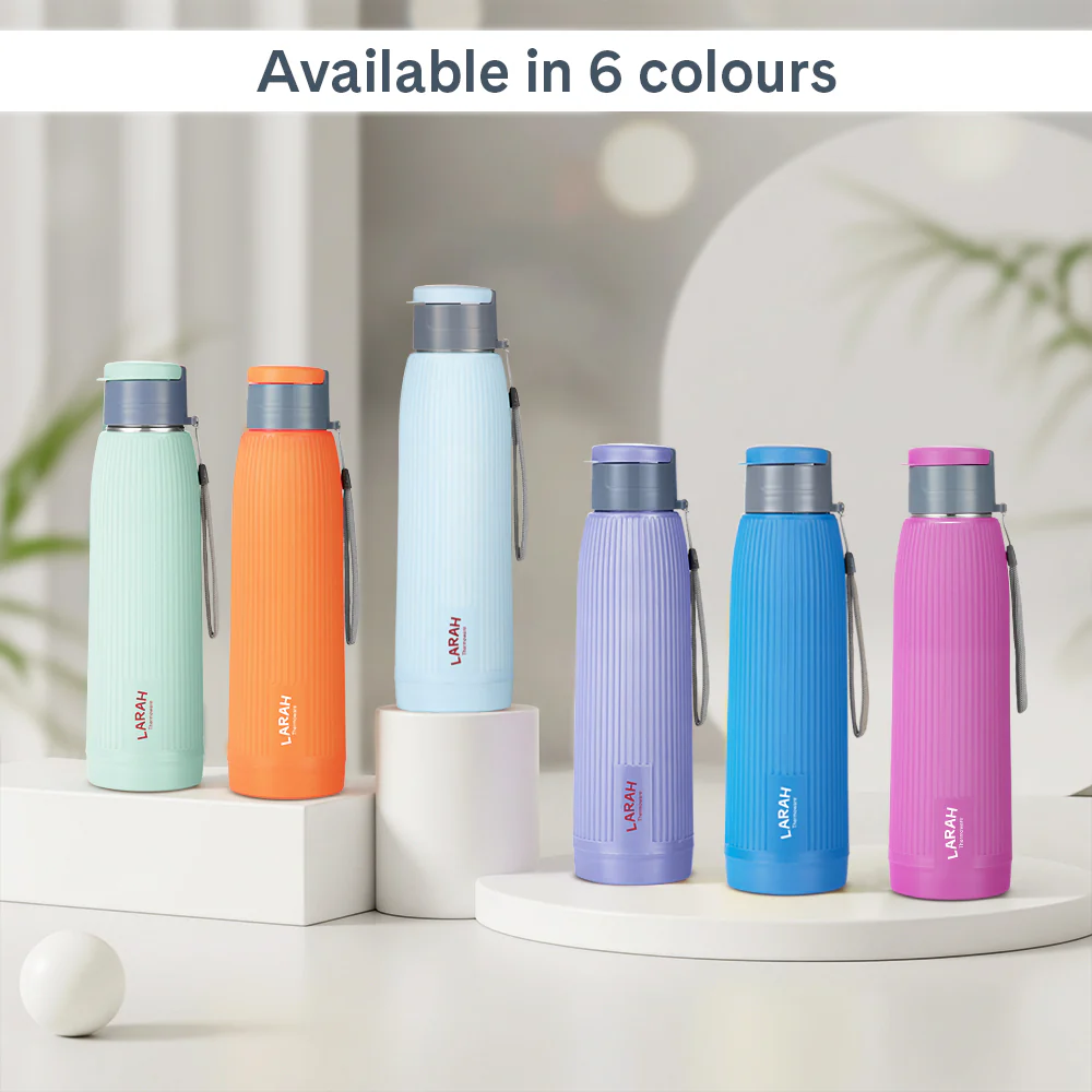 Larah Lava Fluted PU Thermoware Bottle, Grey - Image 7