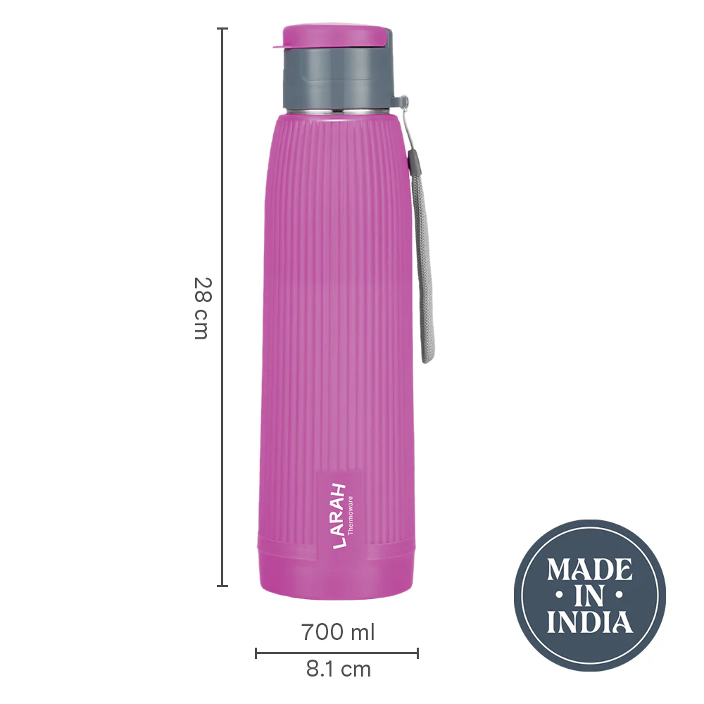 Larah Lava Fluted PU Thermoware Bottle, Purple - Image 3
