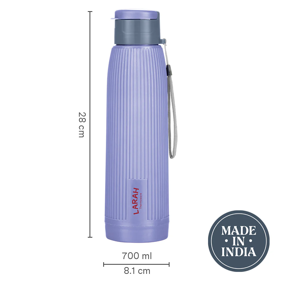 Larah Lava Fluted PU Thermoware Bottle, Violet - Image 3