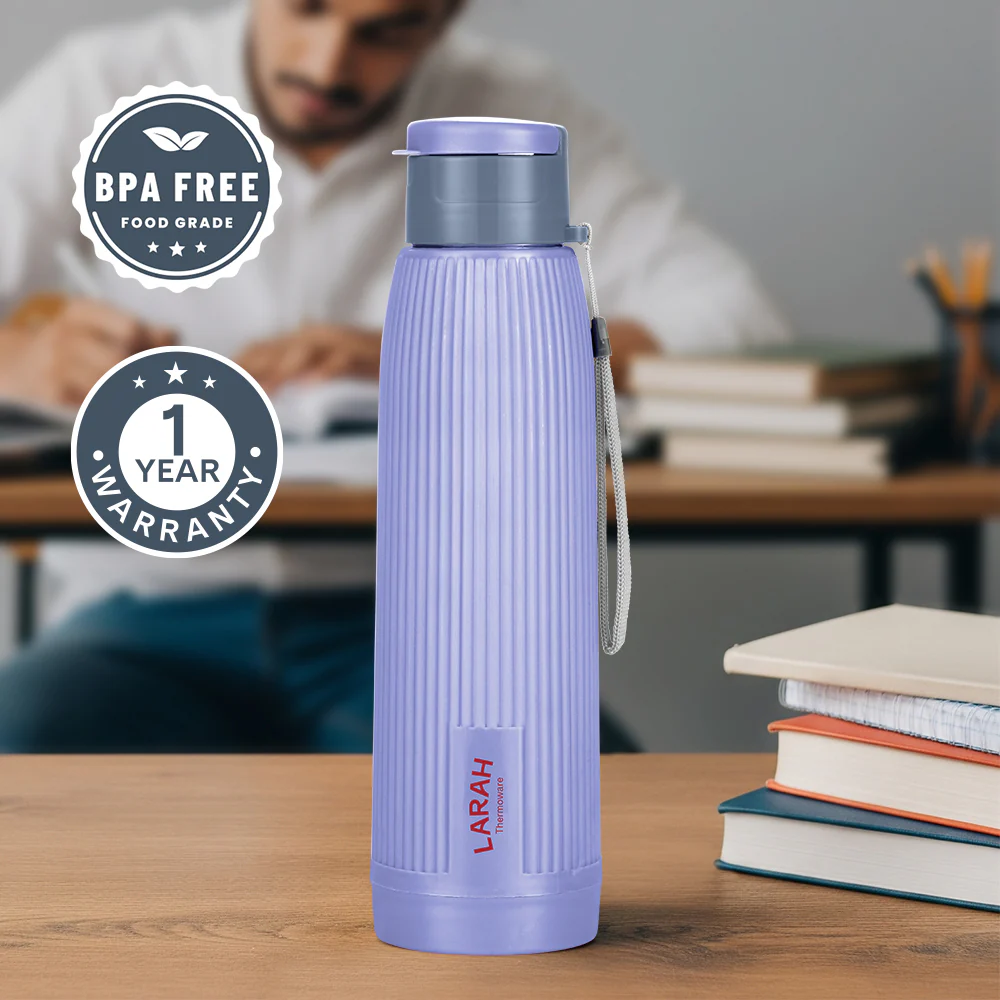 Larah Lava Fluted PU Thermoware Bottle, Violet - Image 4