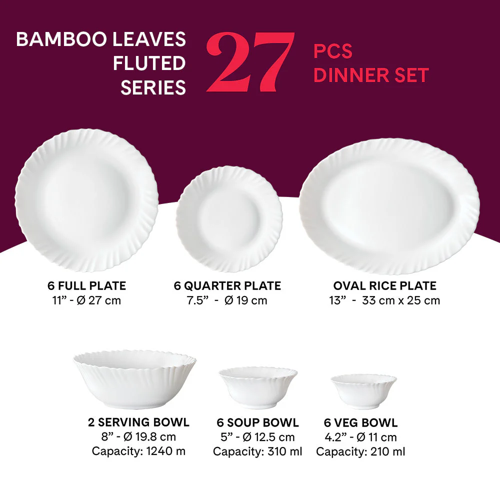 Larah Bamboo Leaves Dinner Set, 45 pc - Image 12