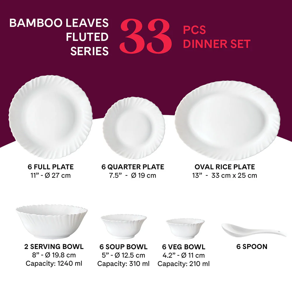 Larah Bamboo Leaves Dinner Set, 45 pc - Image 13
