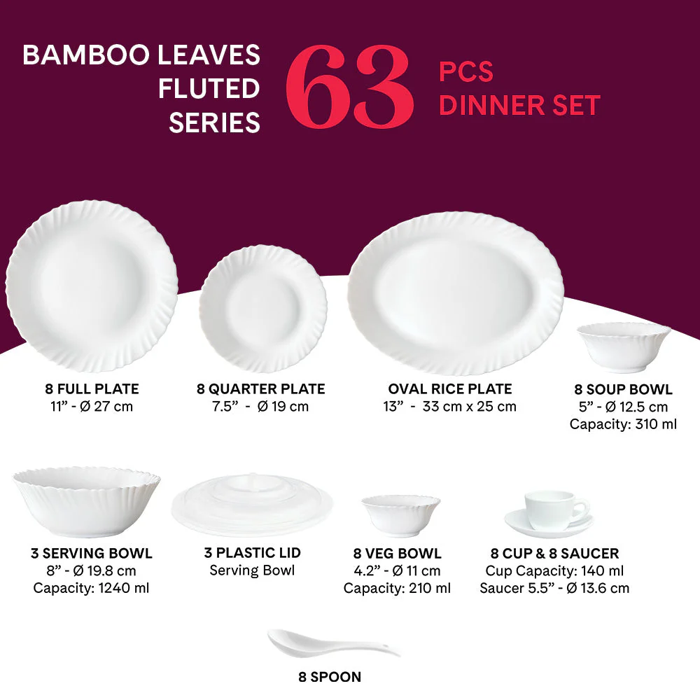 Larah Bamboo Leaves Dinner Set, 45 pc - Image 16