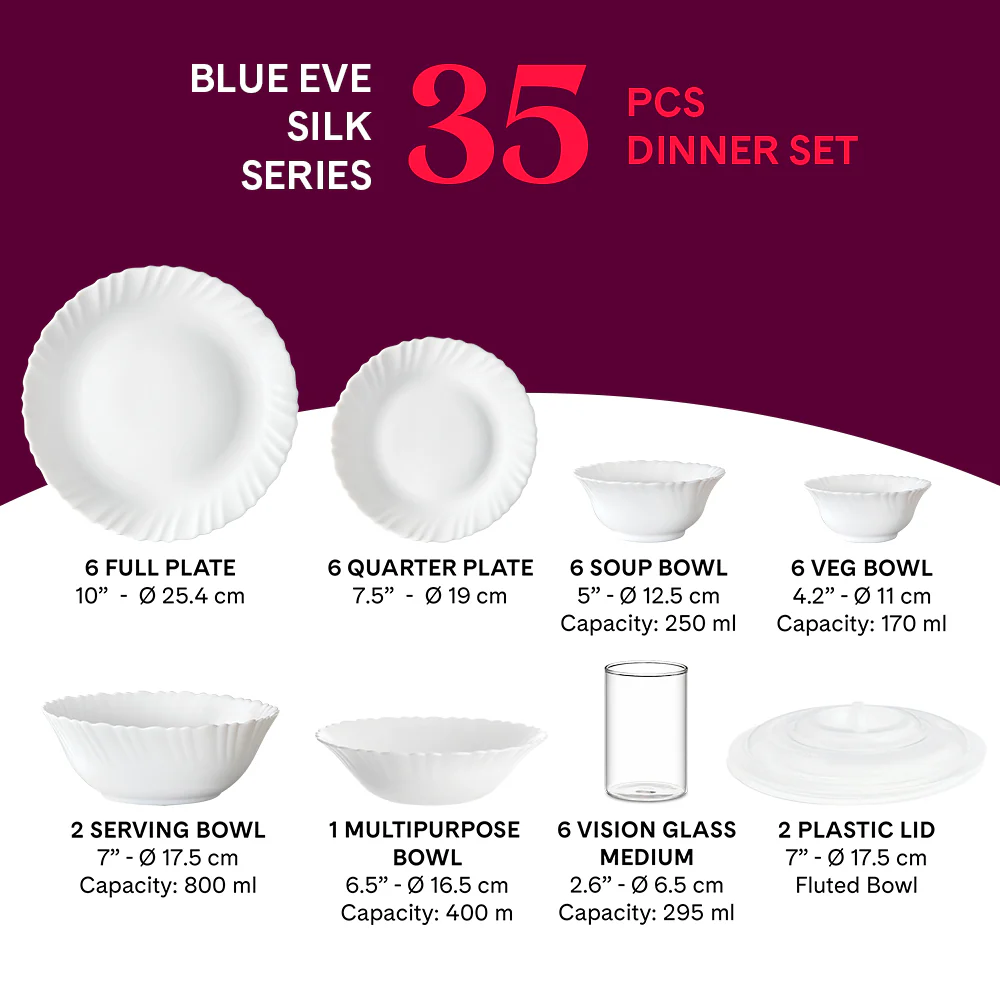 Larah Blue Eve 35 pc Dinner Set w Vision Glass - Image 5