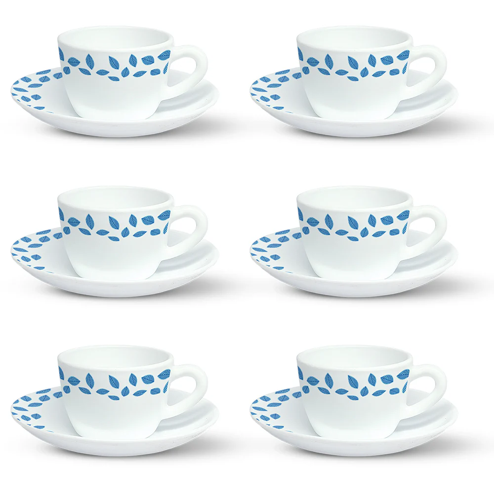 Larah Blue Leaves Cup n Saucer Set - Image 3
