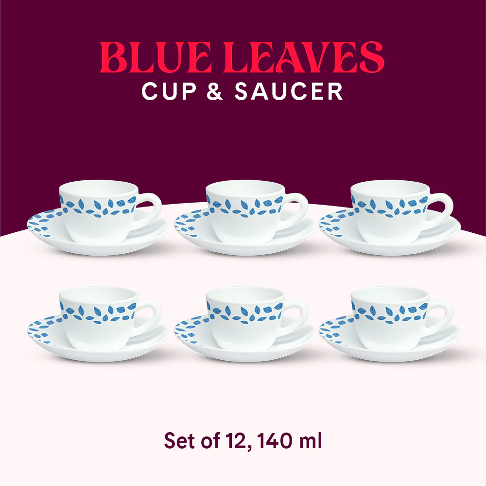 Larah Blue Leaves Cup n Saucer Set - Image 9