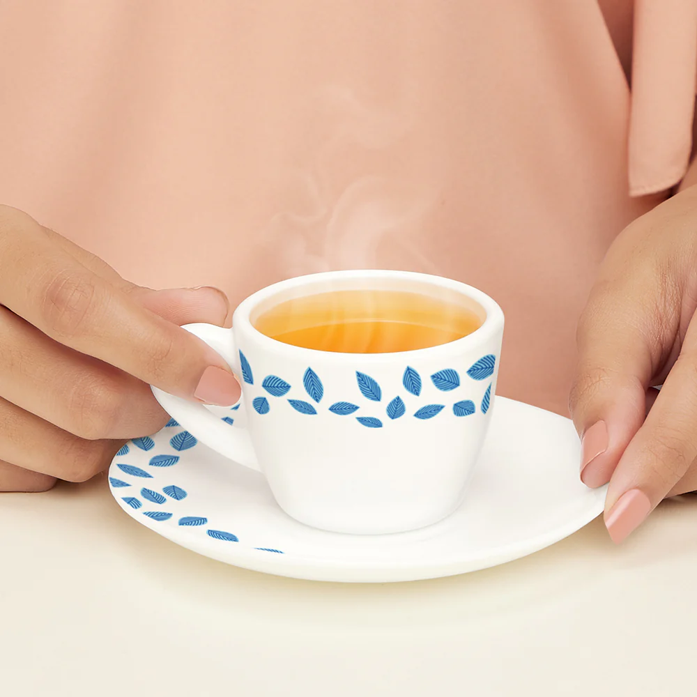 Larah Blue Leaves Cup n Saucer Set - Image 2