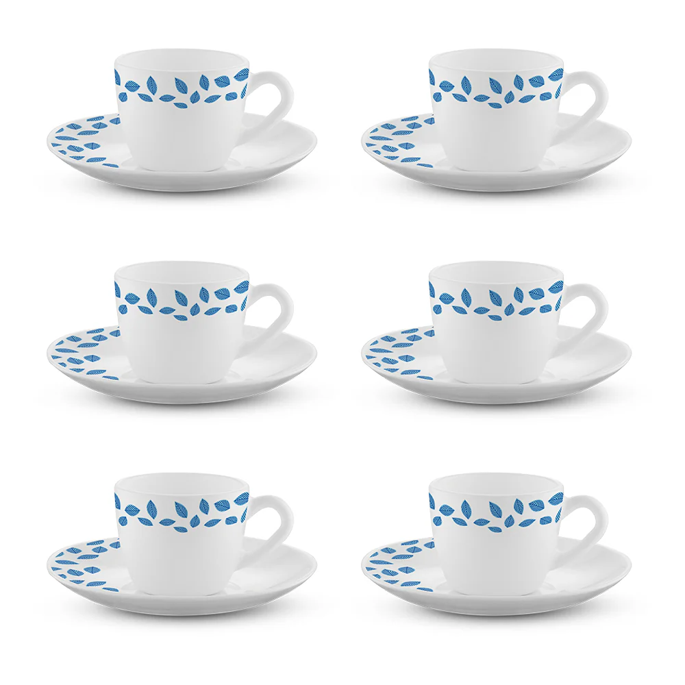Larah Blue Leaves Cup n Saucer Set - Image 3