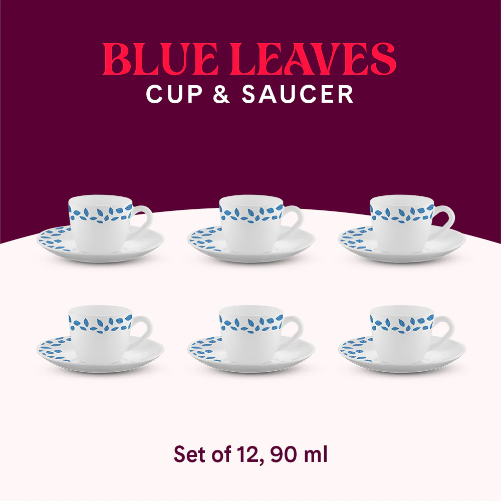 Larah Blue Leaves Cup n Saucer Set - Image 9