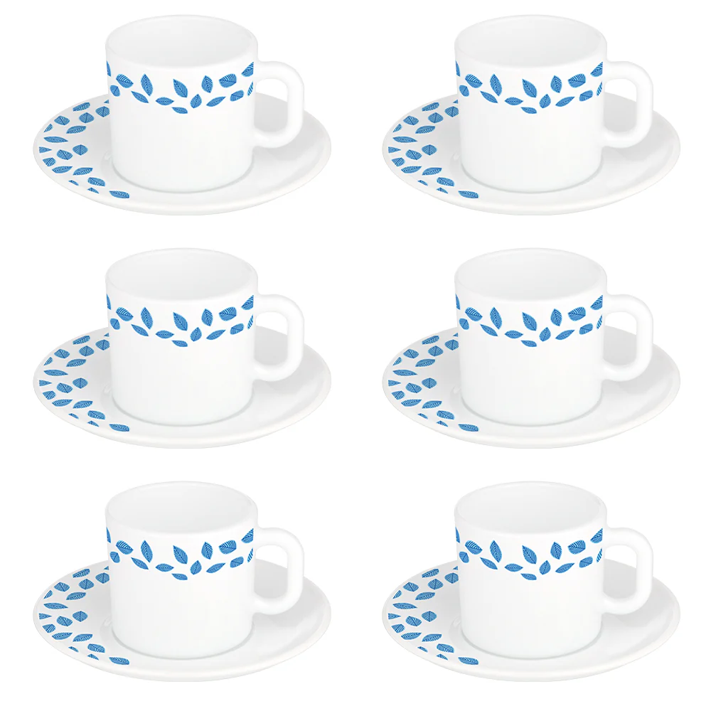 Larah Blue Leaves Mug n Saucer Set - Image 3